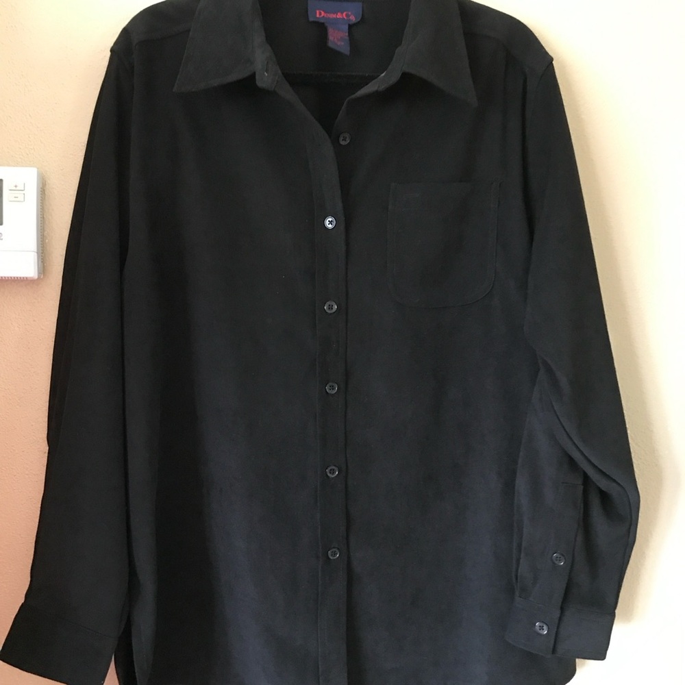 Denim &Co black button front long sleeve shirt / jacket size large
